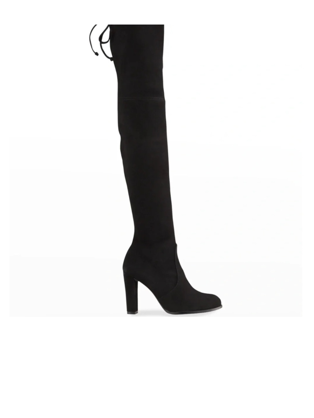 Stuart Weitzman Black Suede Block Heel Pumps over the knee